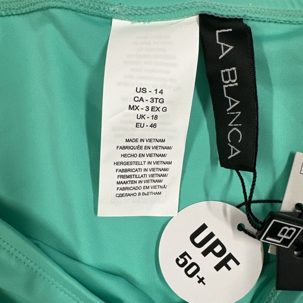 La Blanca Women's Size 14 Seafoam Island Goddess Side Tie Hipster Bikini Swim - Picture 5 of 6